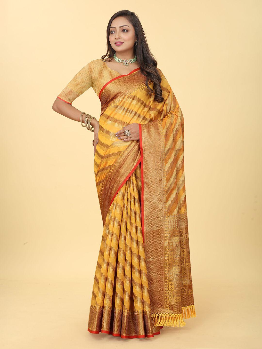 kiwie leheriya striped zari banarasi saree