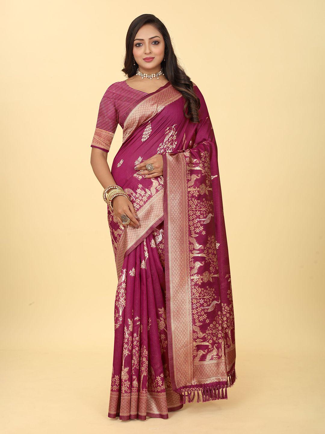 kiwie ethnic motifs woven design zari poly chiffon banarasi saree