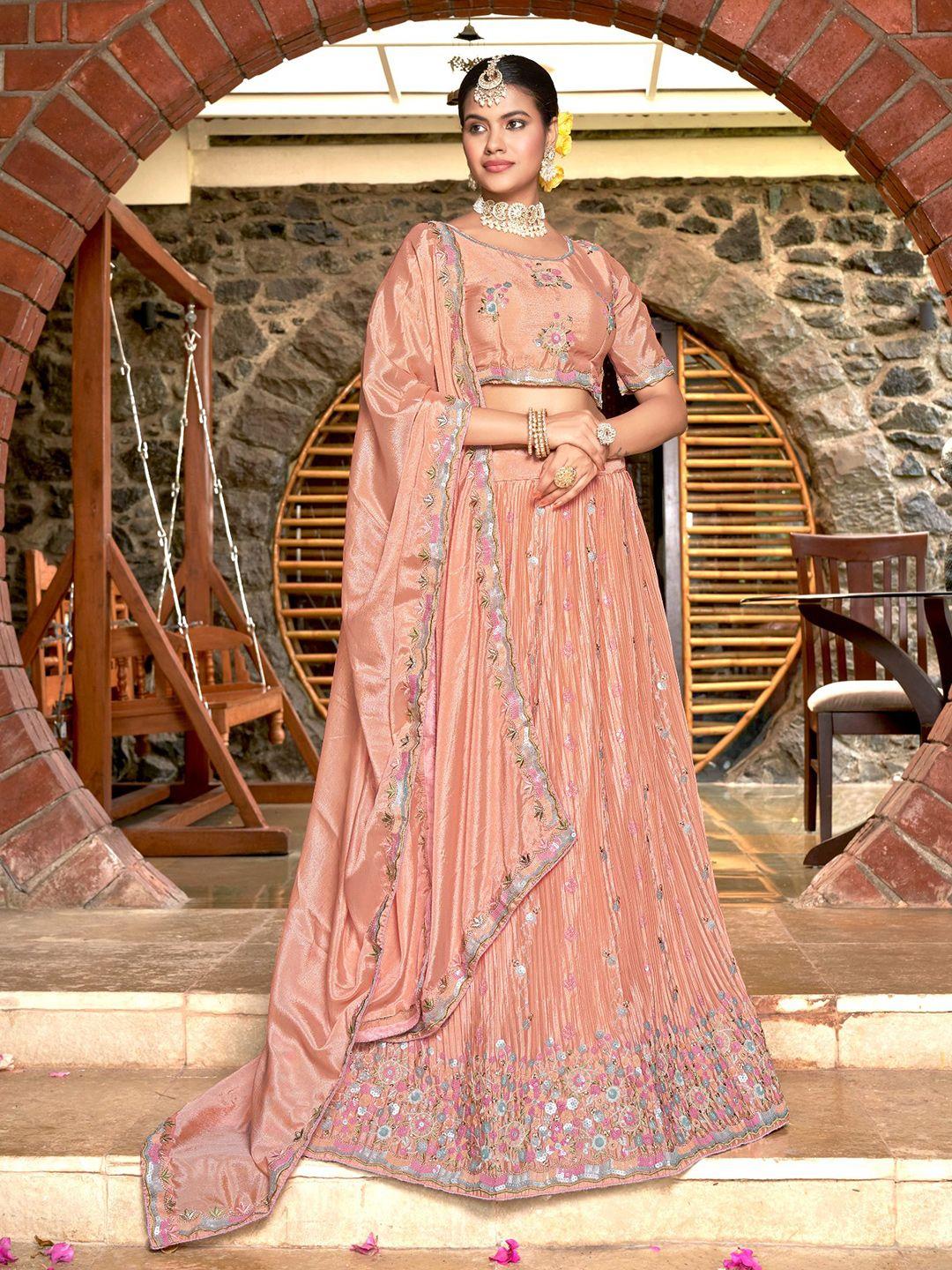 all about you embellished sequinned semi-stitched lehenga & unstitched blouse with dupatta