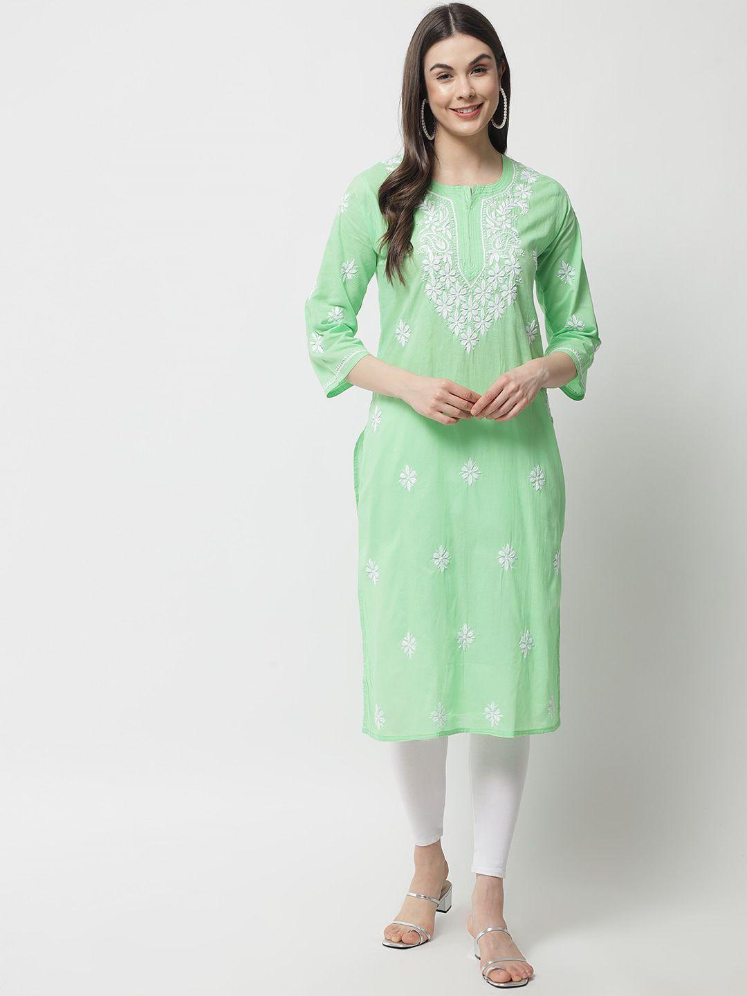 ethnava ethnic motifs embroidered chikankari straight kurta