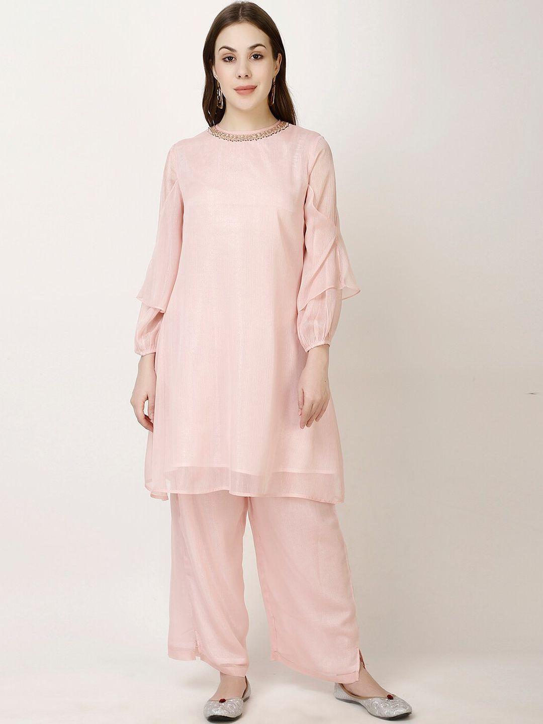 ffu puff sleeves regular a-line kurta with palazzo