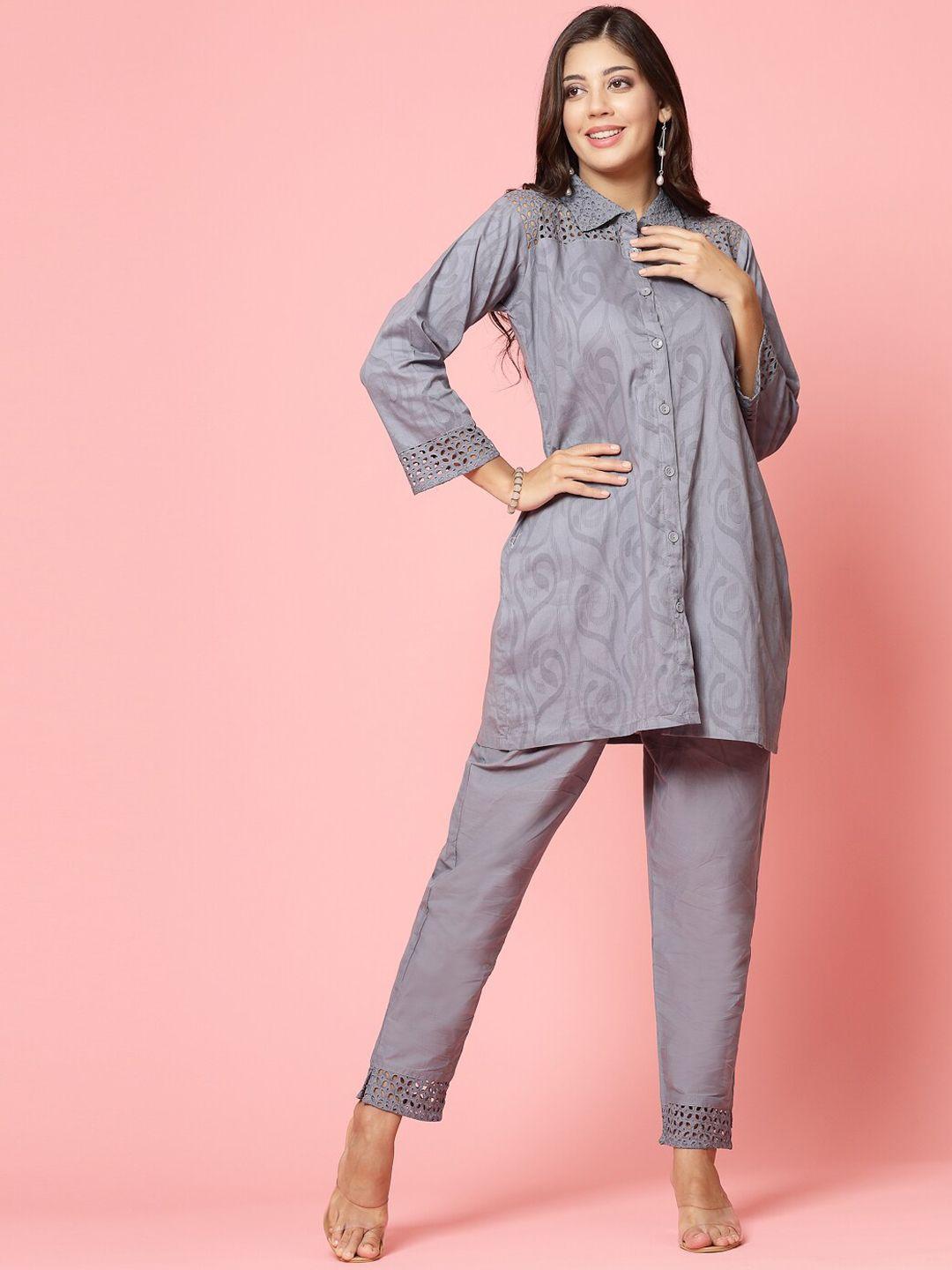 clora creation self designed pure cotton shirt with trousers