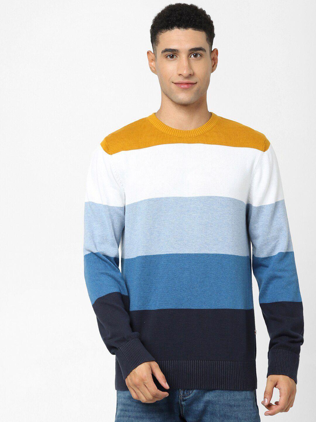 celio striped round neck cotton pullover