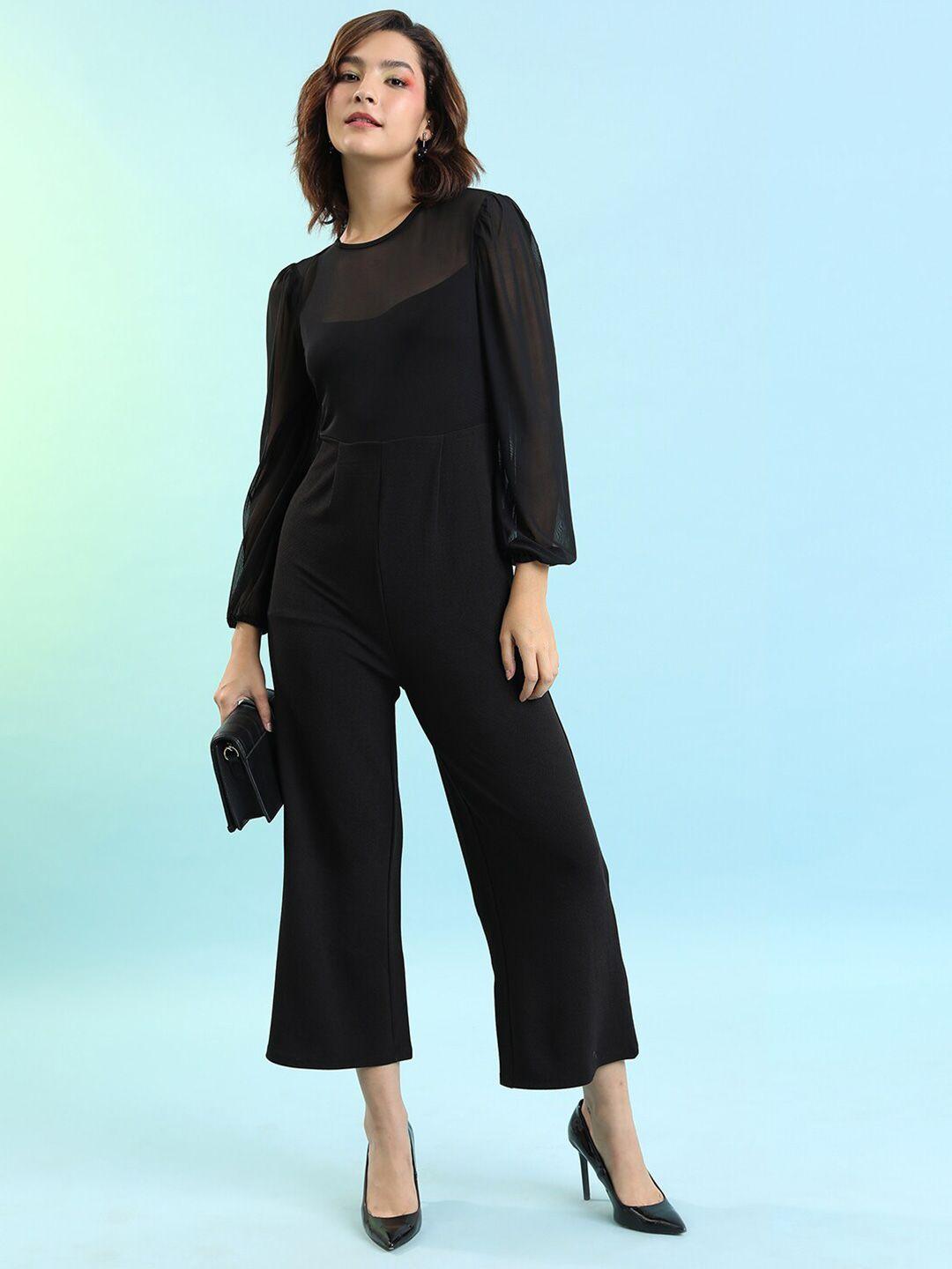 tokyo talkies black mesh basic jumpsuit