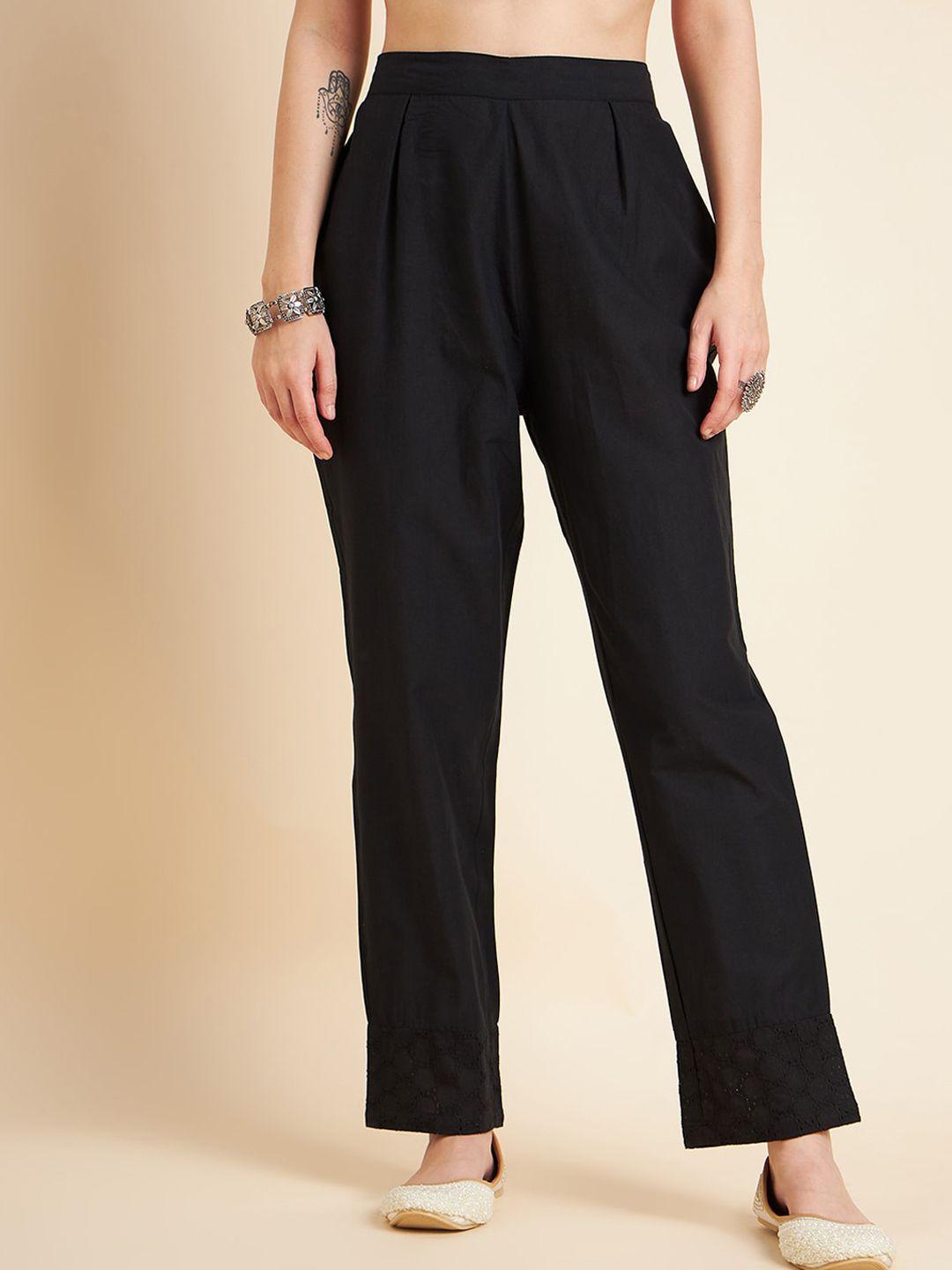 sangria women relaxed fit pure cotton trousers