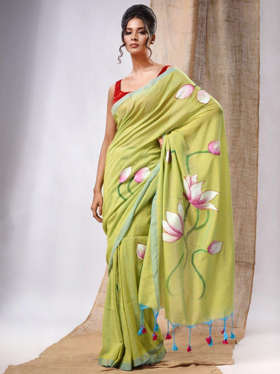 charukriti floral printed pure cotton saree