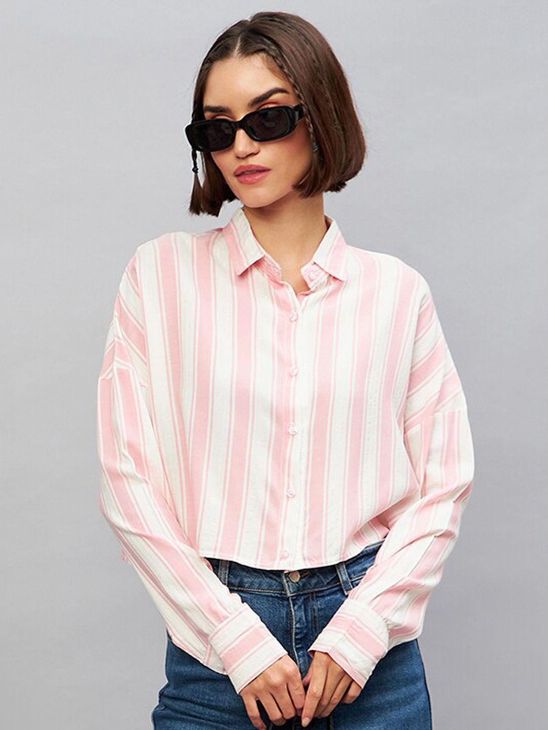 chimpaaanzee opaque striped casual shirt