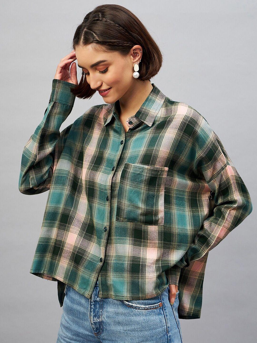 chimpaaanzee tartan checked casual shirt