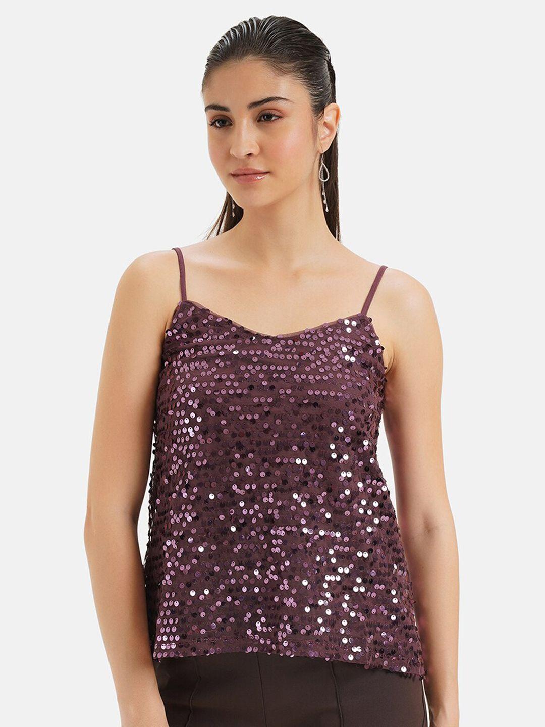 kazo sequin embellished shoulder strapped top