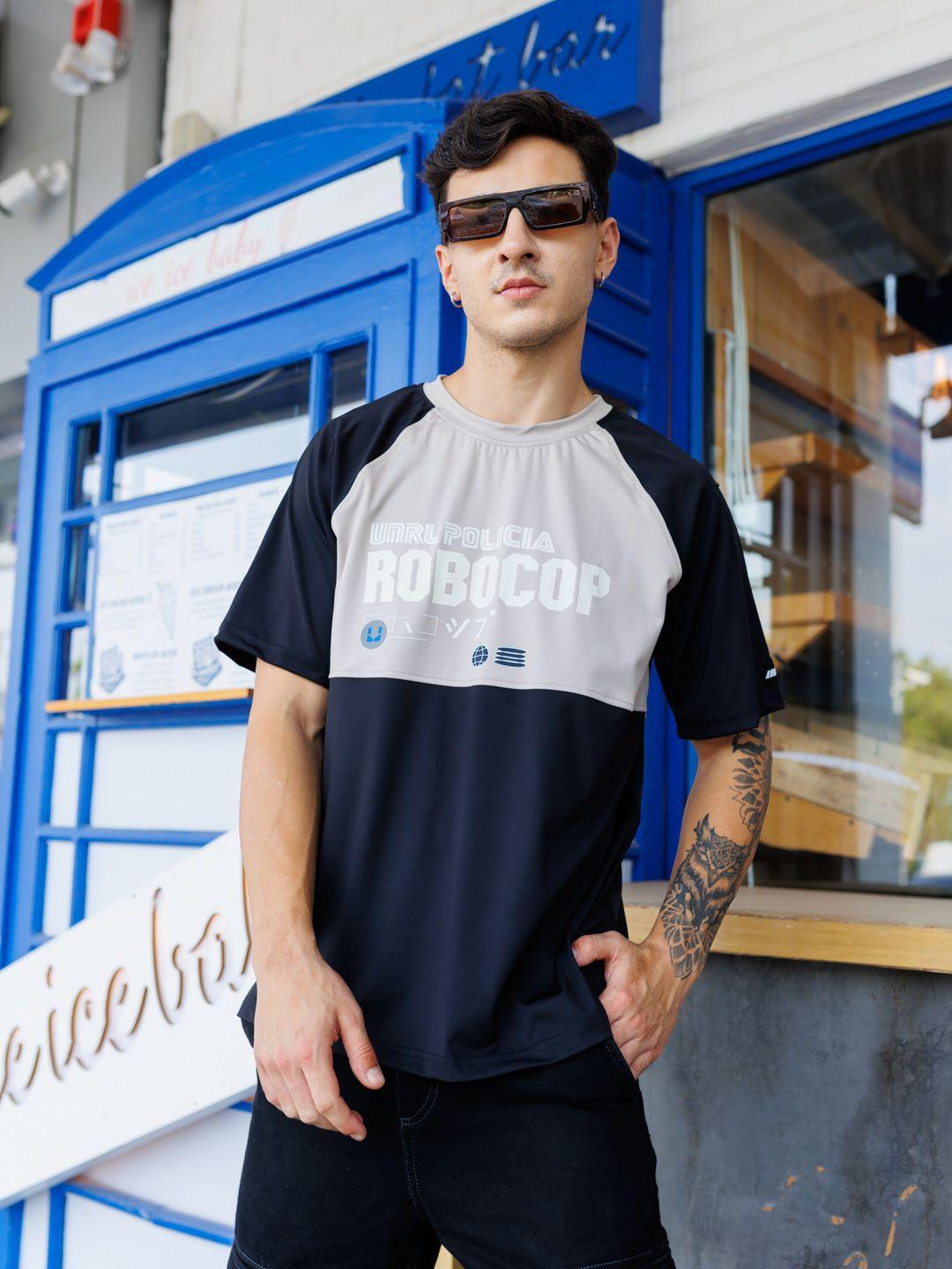 unrl colourblocked & typography printed t-shirt