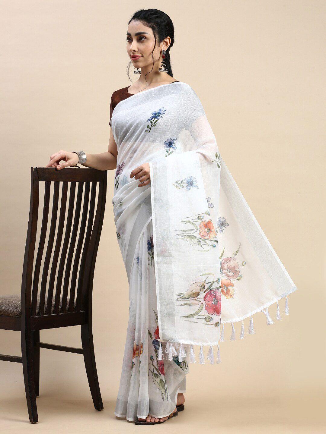 rishika floral printed chanderi saree