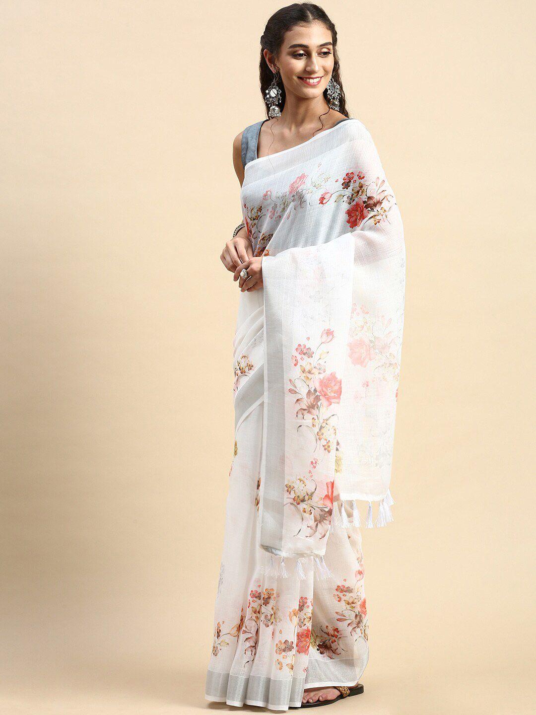 rishika floral printed zari chanderi saree