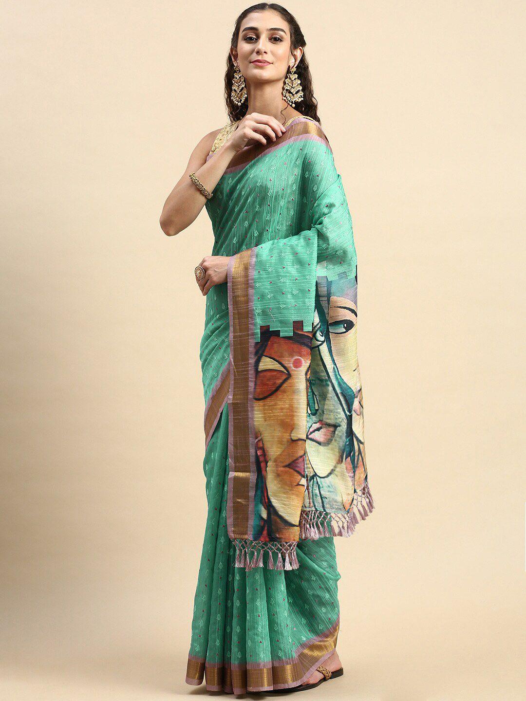 rishika floral embroidered zari chanderi saree