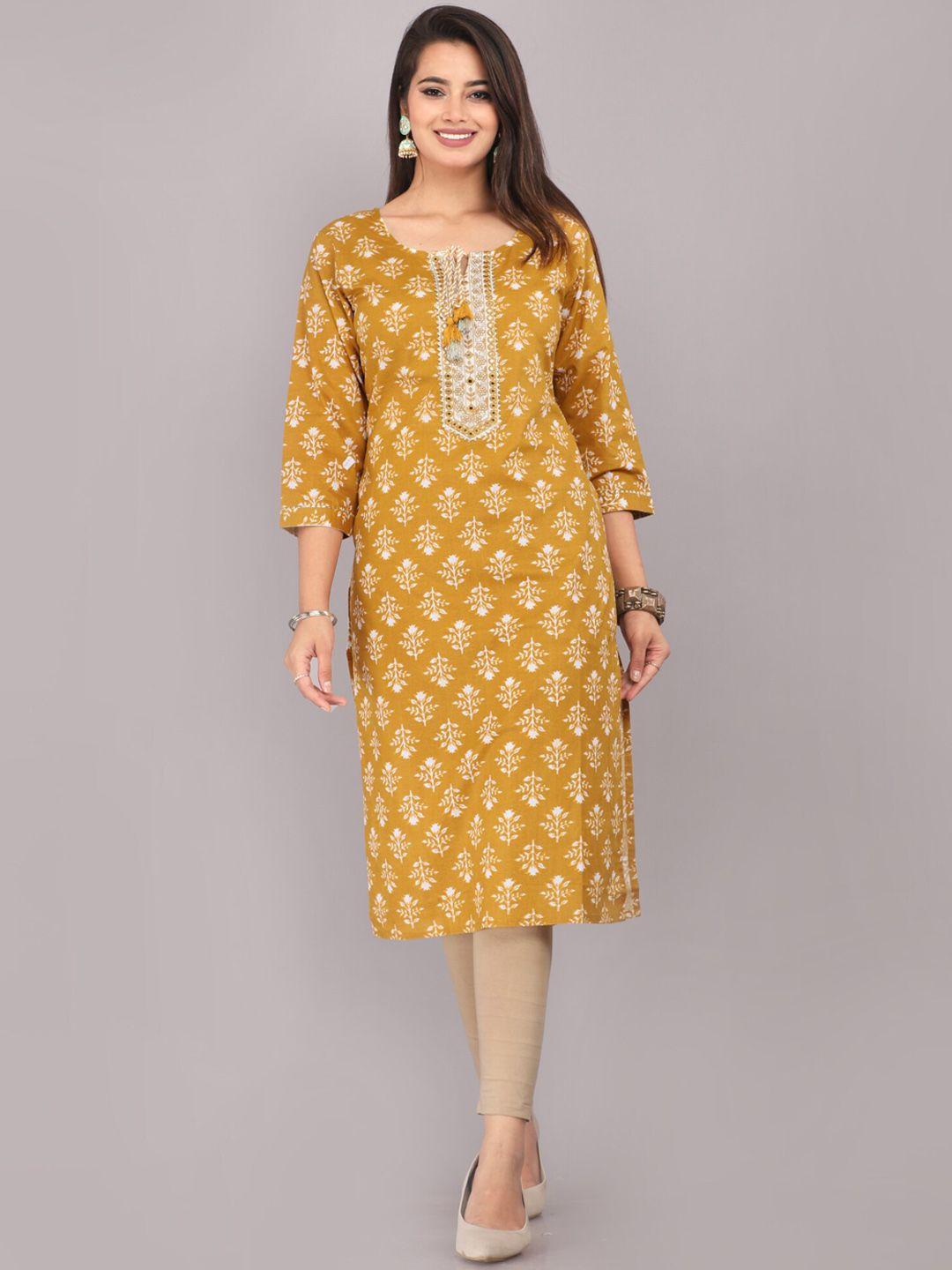 kalini ethnic motifs printed mirror work straight kurta