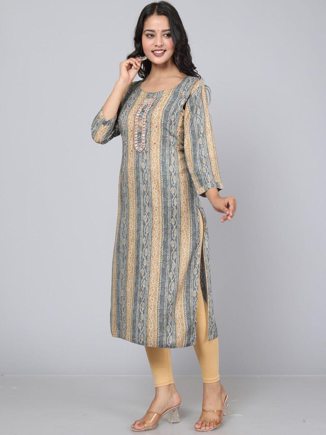 kalini ethnic motifs printed mirror work kurta