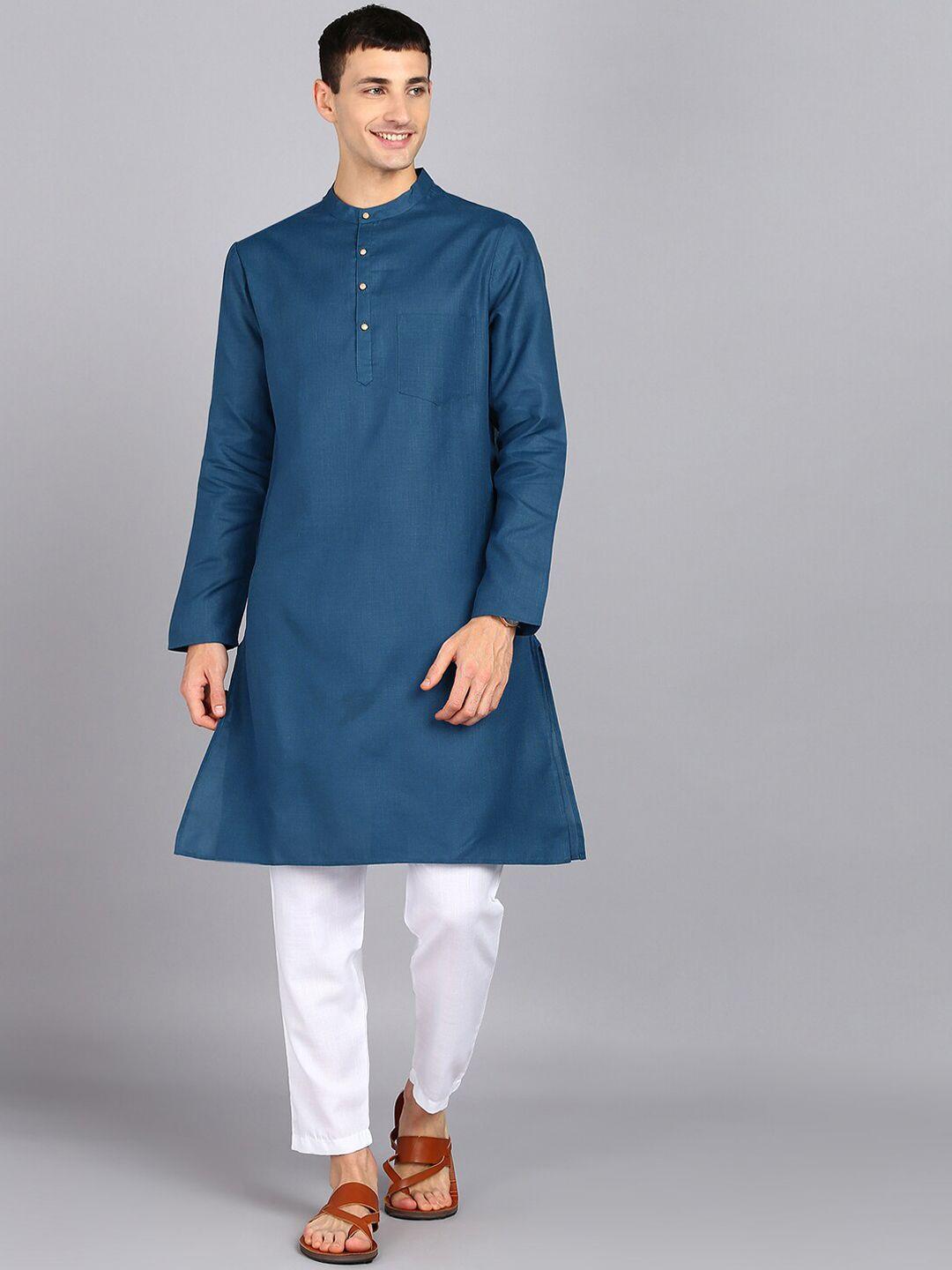 here&now blue regular kurta with pyjamas