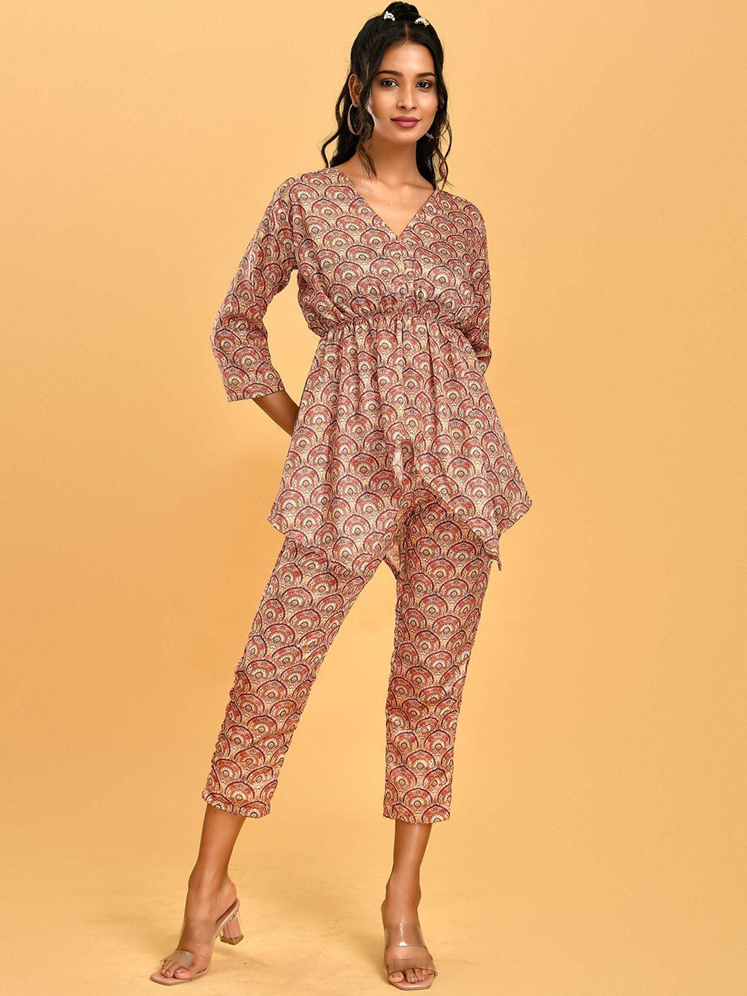 disli ethnic motifs printed top & trousers