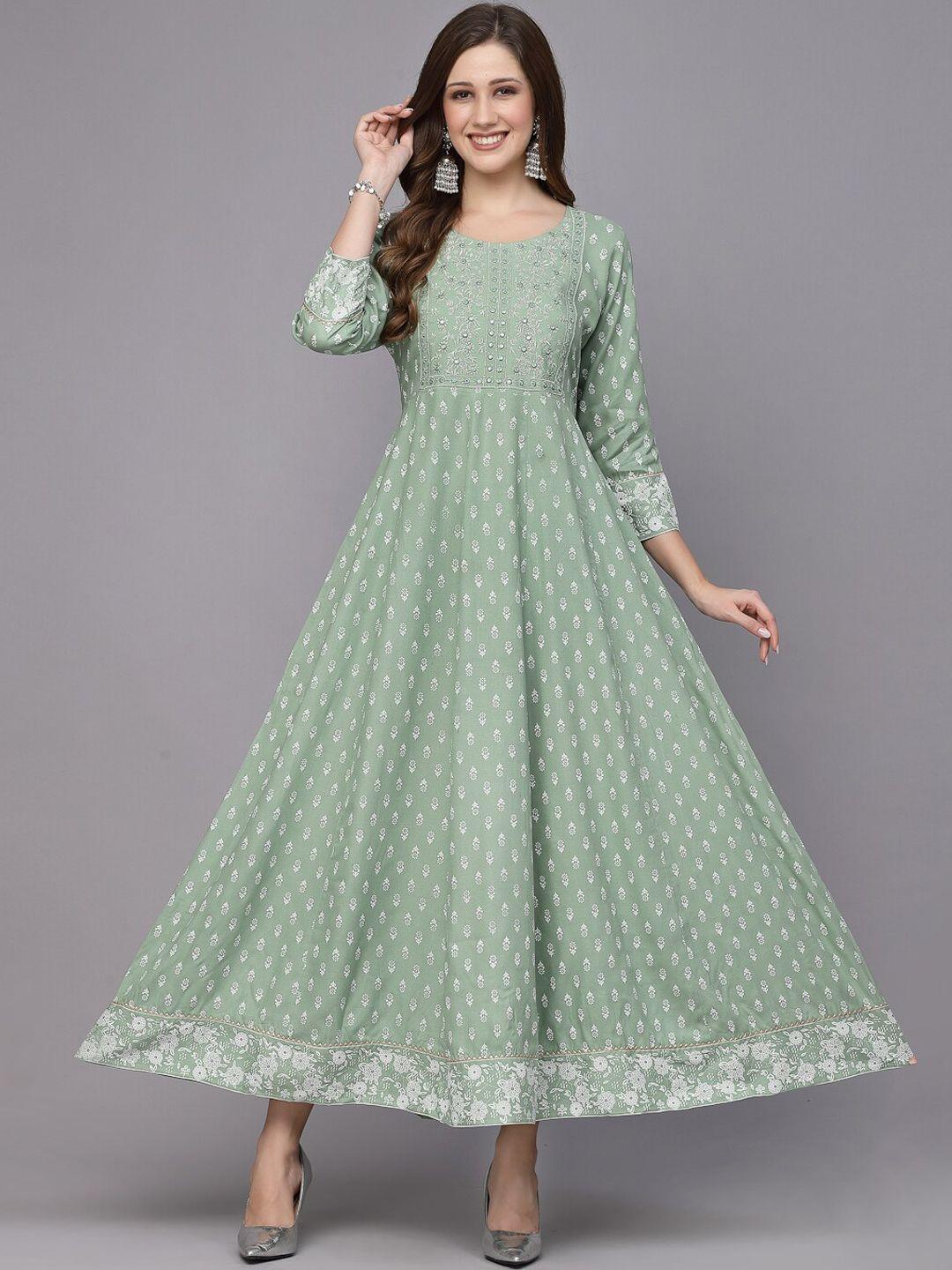 stylum ethnic motifs printed embroidered fit & flare ethnic dress