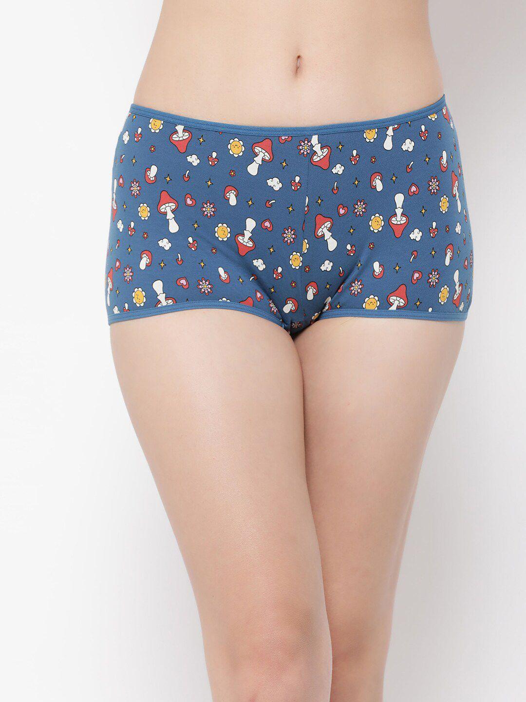 clovia printed pure cotton boy shorts briefs