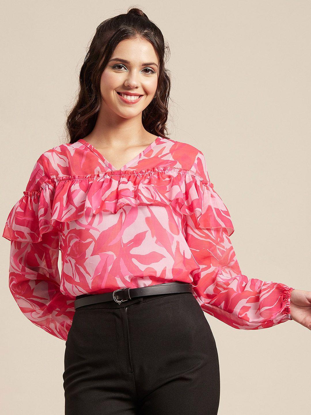 moomaya floral printed georgette top