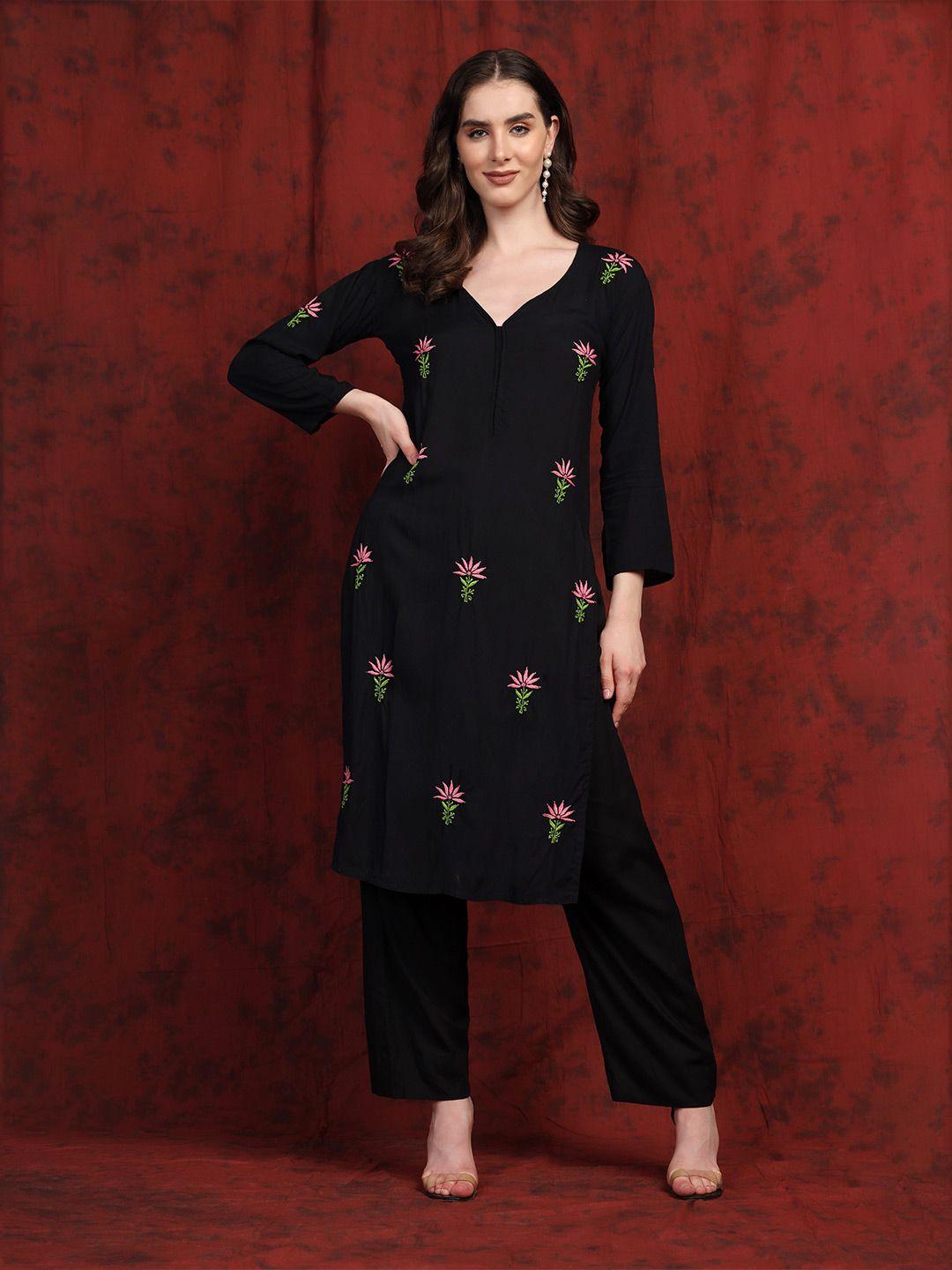 shades women ethnic motifs embroidered kurta