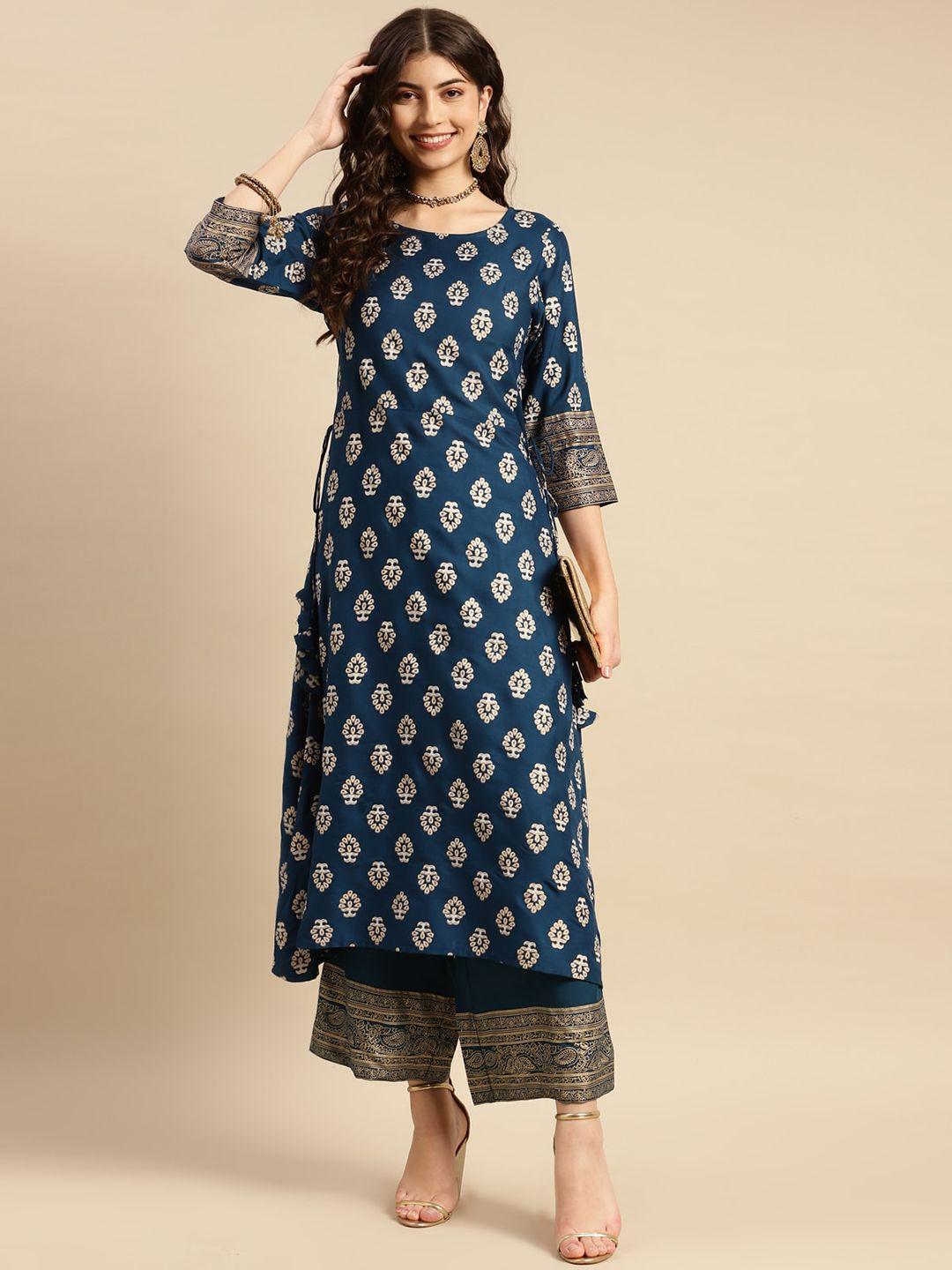 rangita floral printed a-line kurta with palazzos