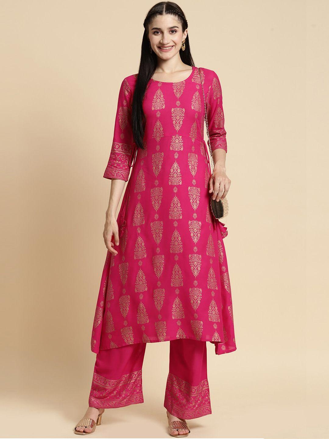 rangita ethnic motifs printed a-line kurta with palazzos