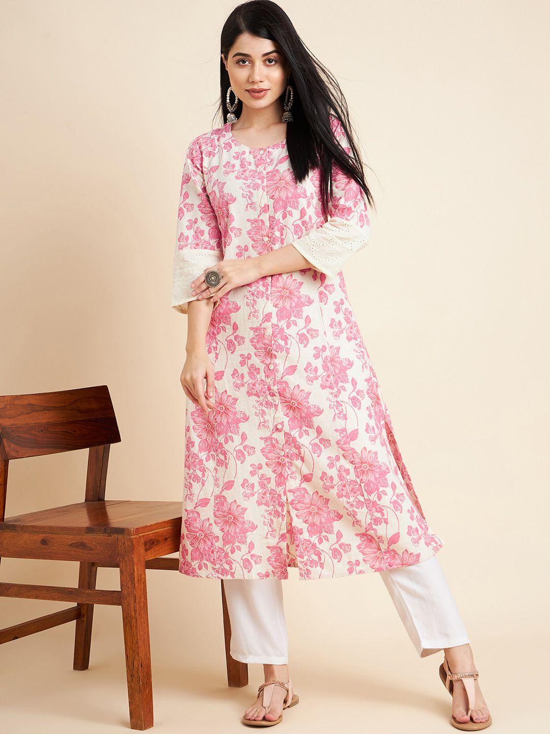 divyank floral printed round neck kurta