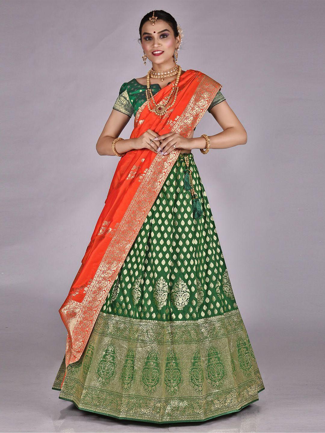 halfsaree studio woven design semi-stitched lehenga & unstitched blouse with dupatta