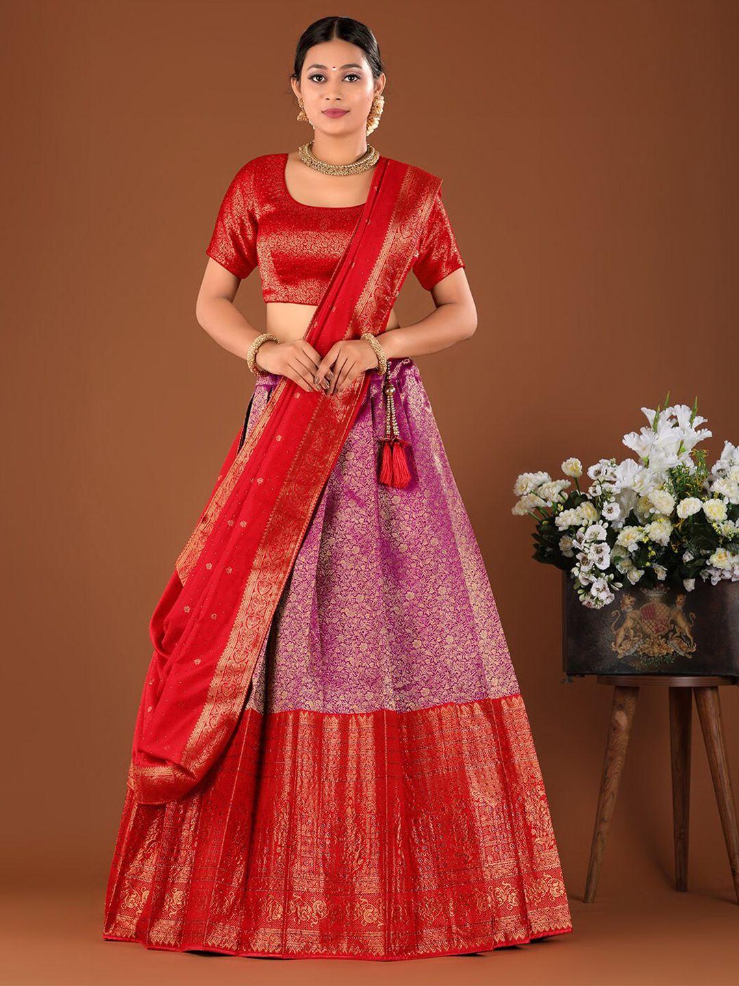 halfsaree studio woven design semi-stitched lehenga & unstitched blouse with dupatta