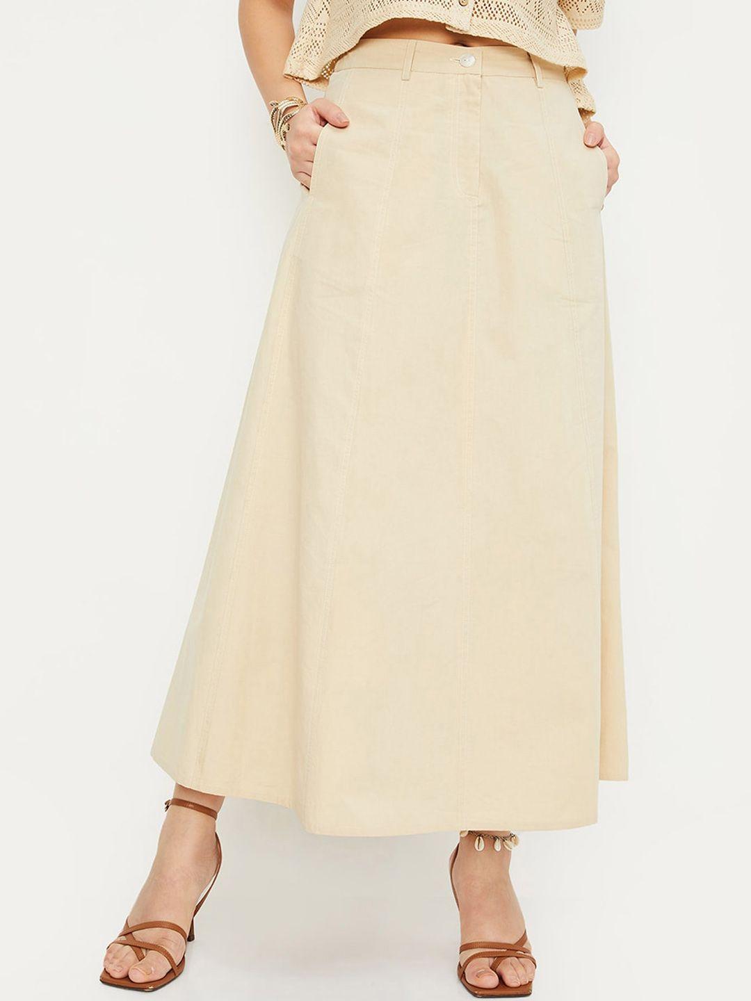 max flared pure cotton maxi skirt