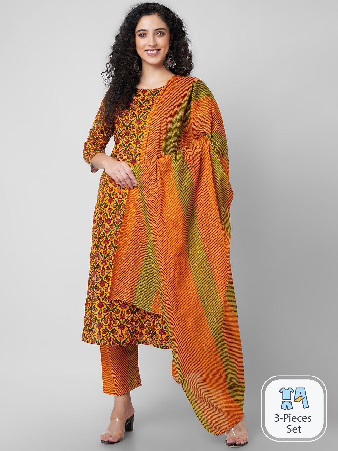 arayna floral printed kurta with trousers & with dupatta