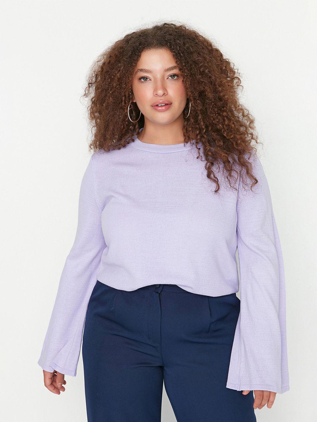 trendyol round neck bell sleeve acrylic top