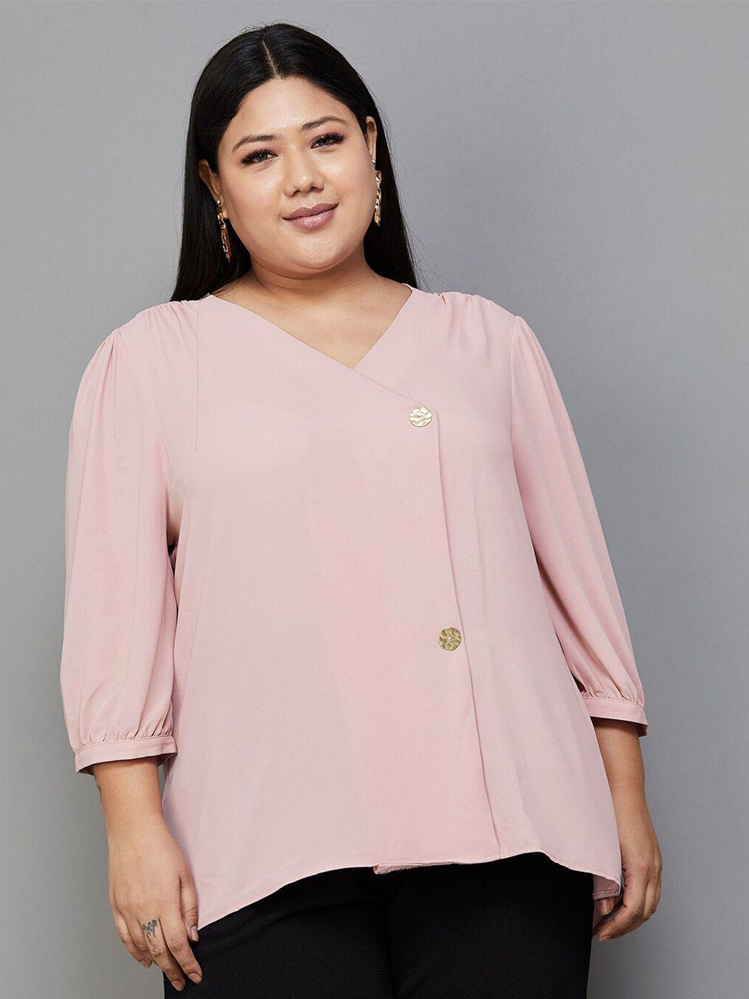 nexus by lifestyle plus size v-neck puff sleeve regular top