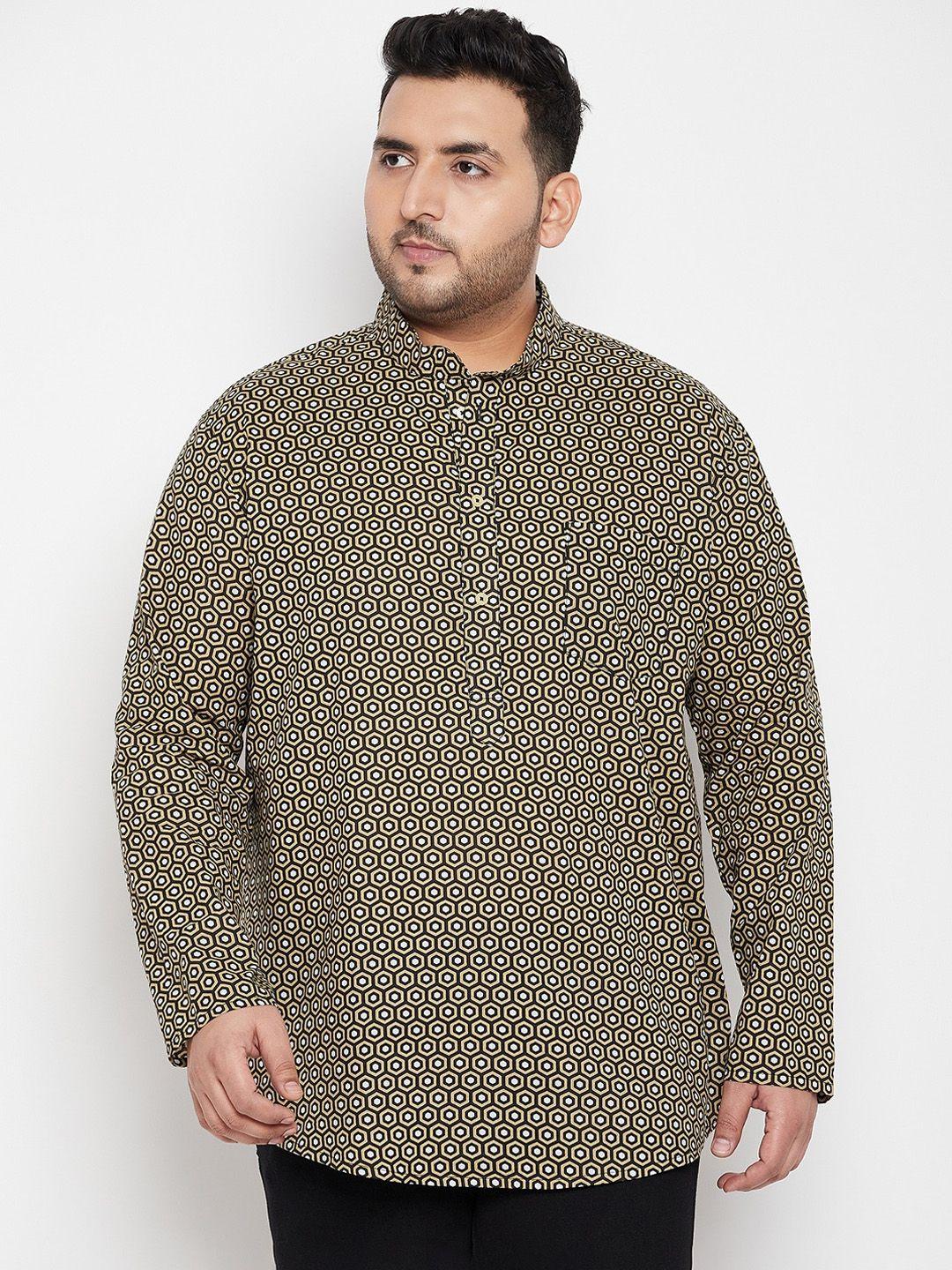 bigbanana geometric printed mandarin collar pure cotton kurta