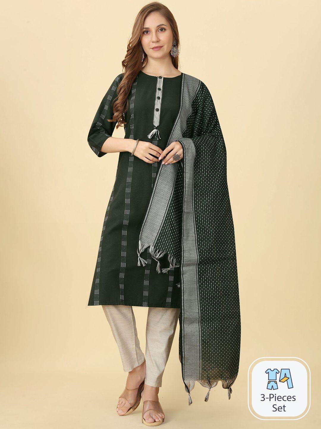 premroop- the style you love striped round neck kurta set with dupatta