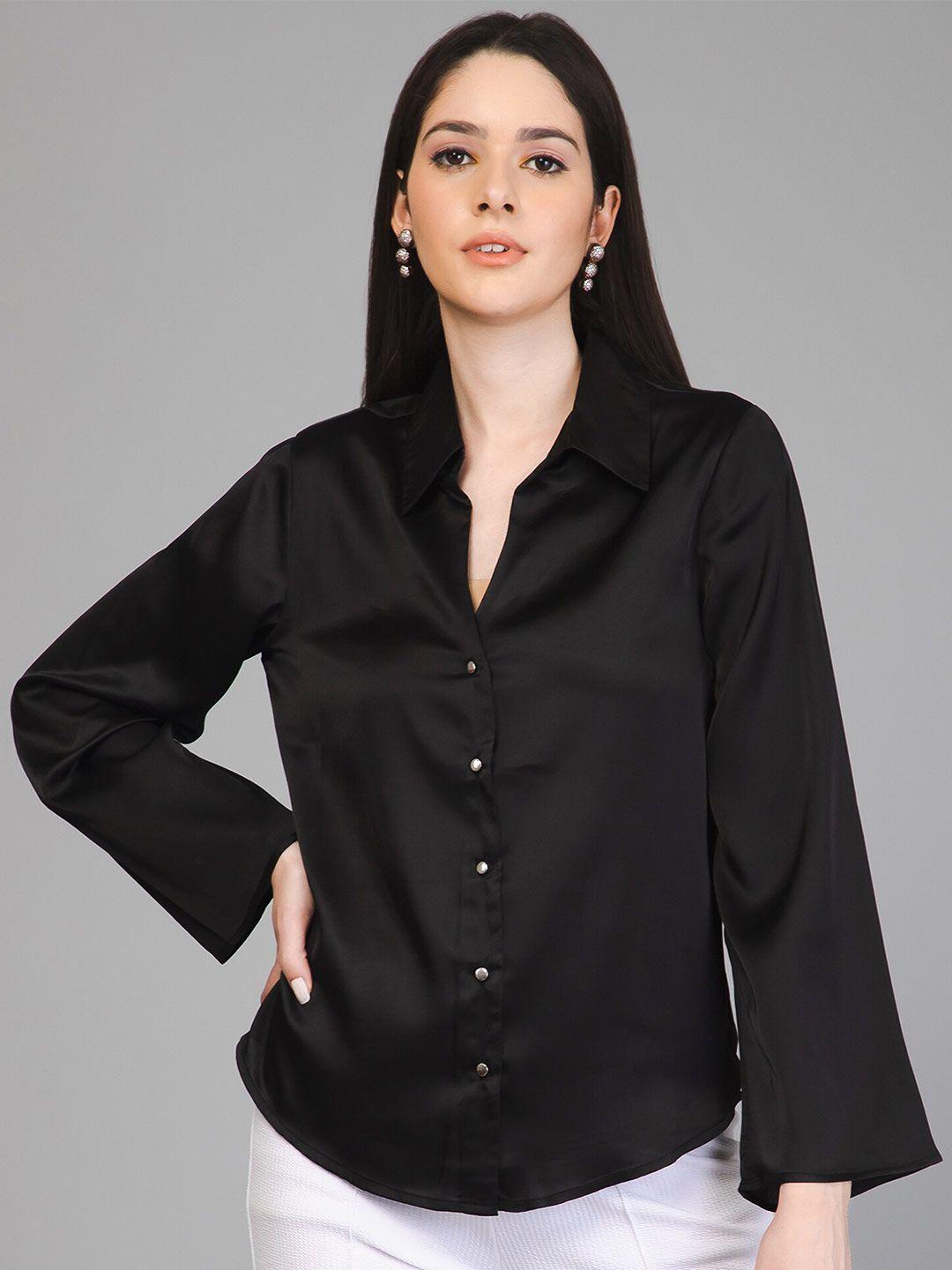 purys standard spread collar satin casual shirt