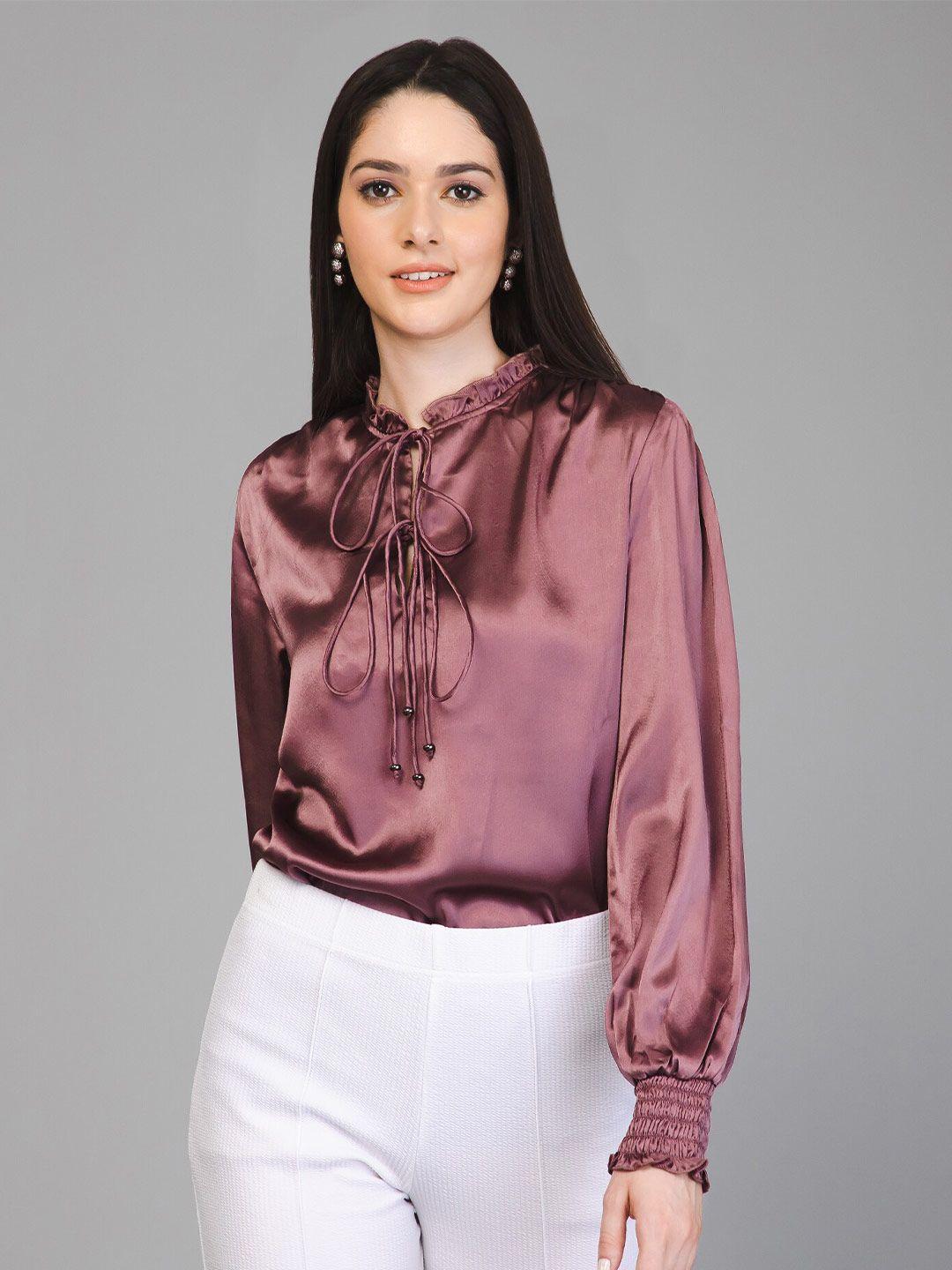 purys tie-up neck satin shirt style top