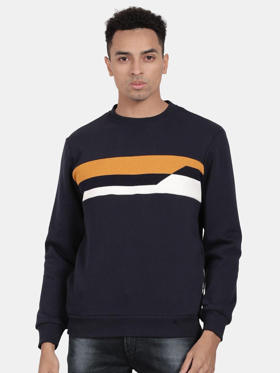 t-base striped round neck pullover sweatshirt