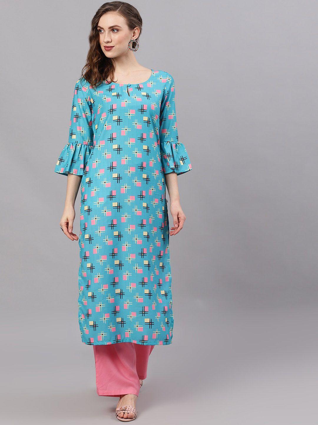 aks geometric printed straight kurta