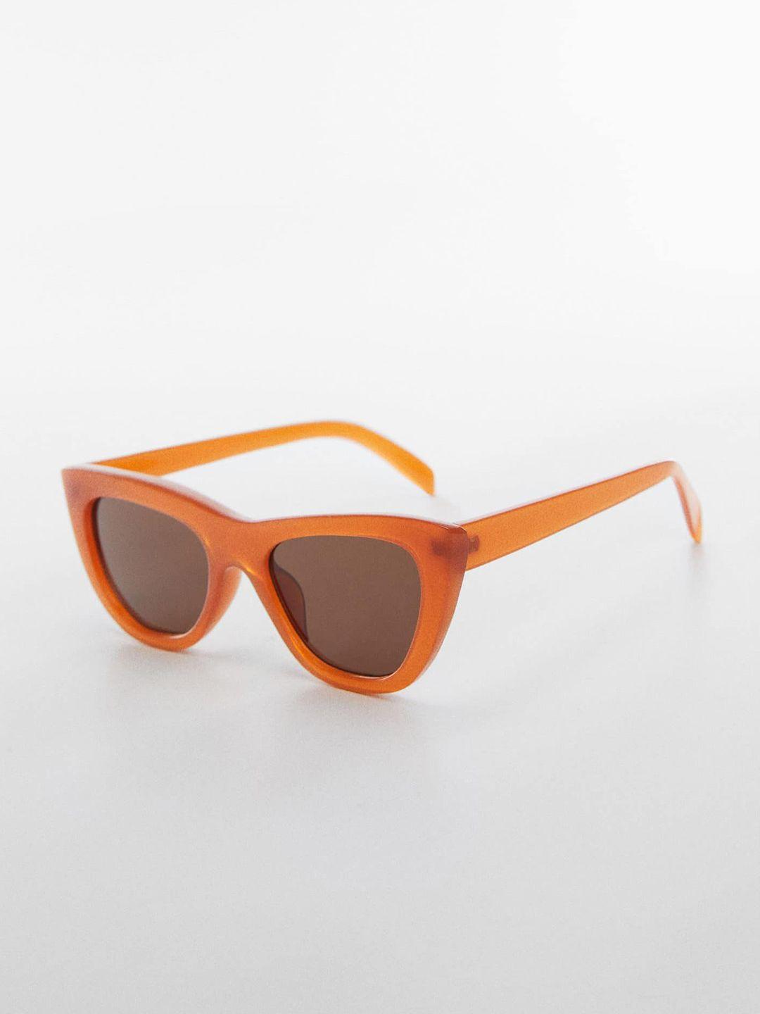 mango women brown lens & orange cateye sunglasses with uv protected lens