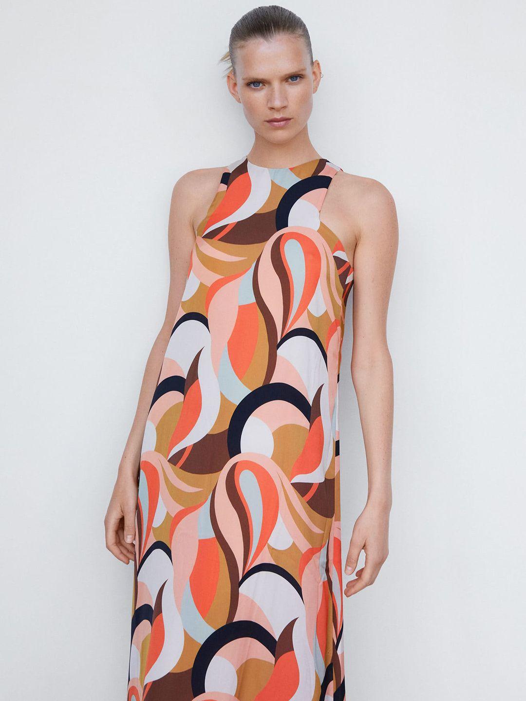 mango abstract print sleeveless maxi dress