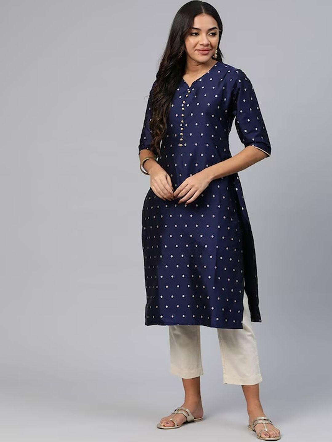 kalini geometric printed silk kurta