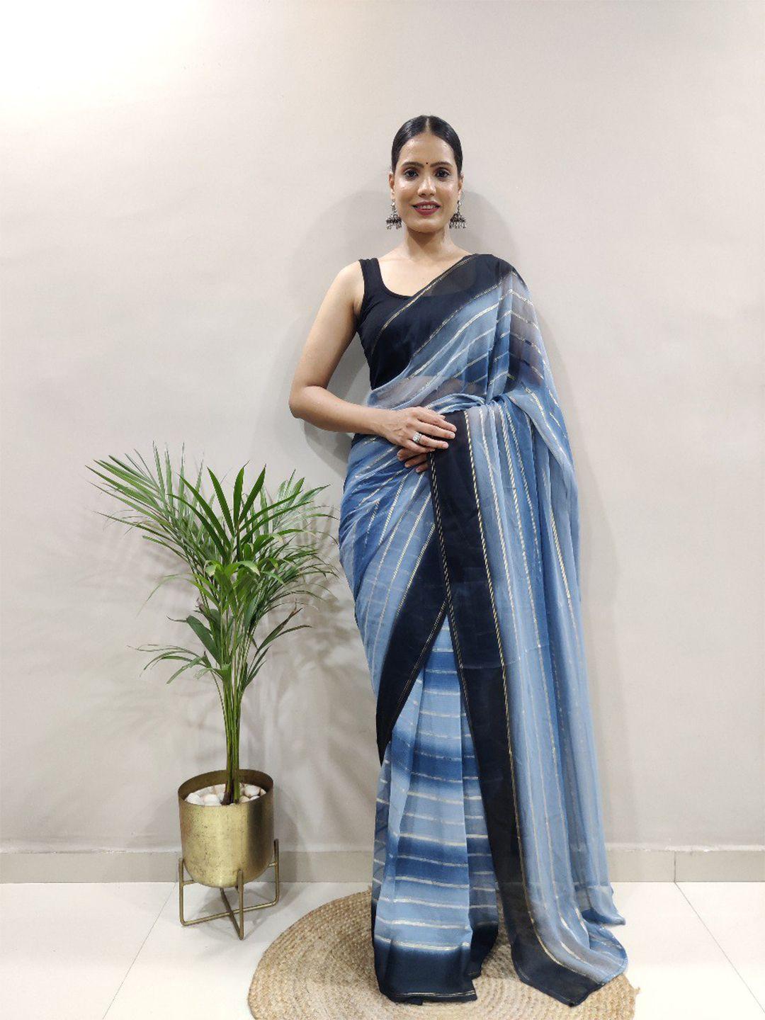 veerax striped pure georgette saree