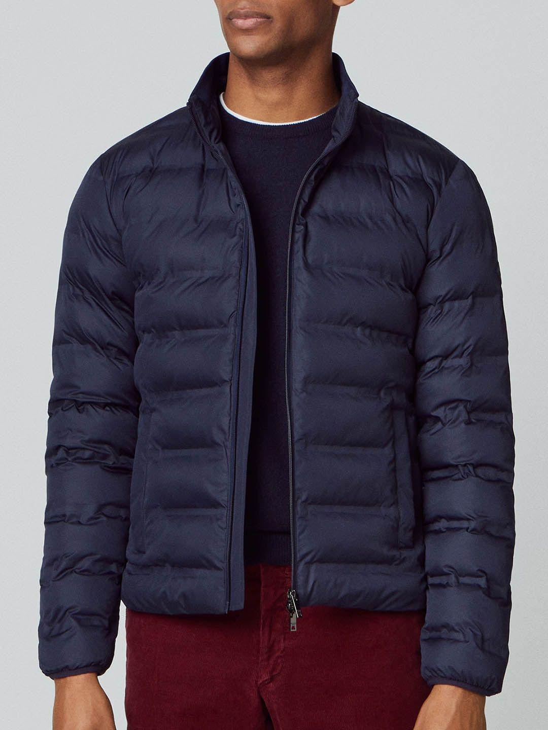 hackett london mock collar puffer jacket