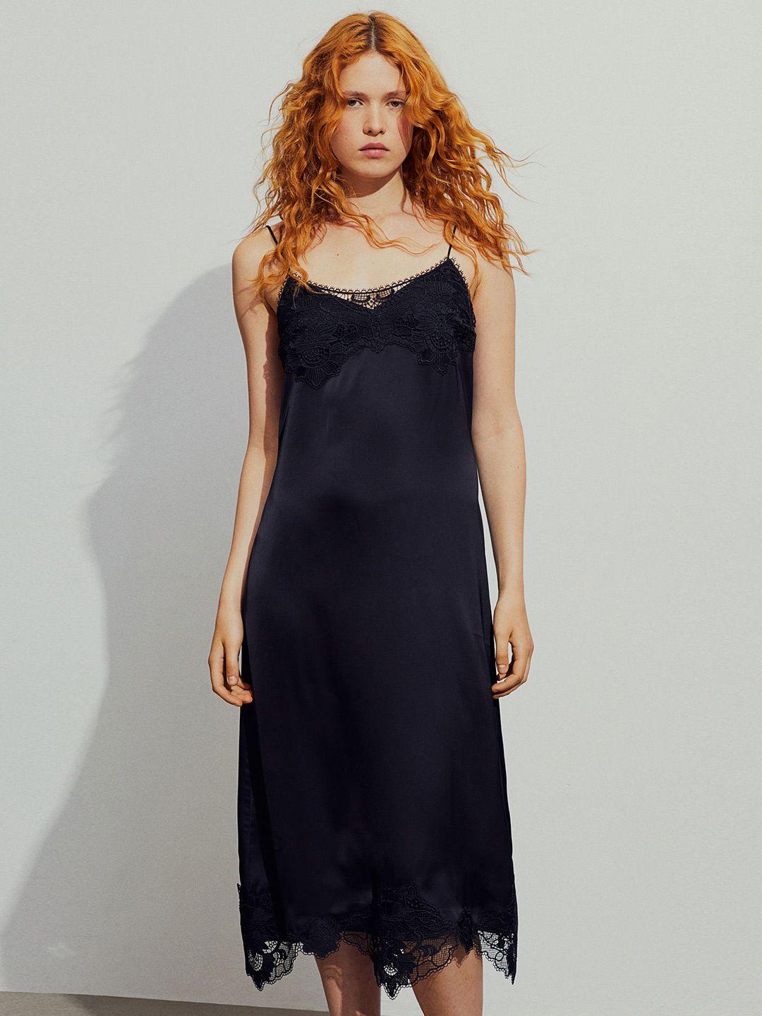 h&m lace-trimmed slip dresses