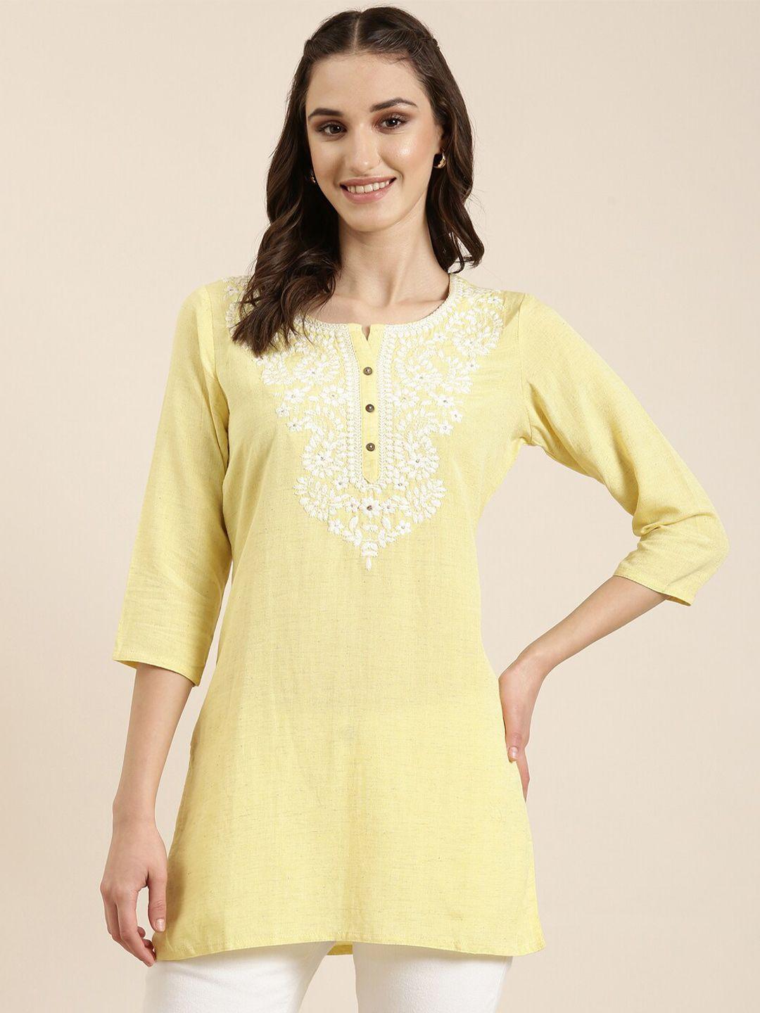 showoff floral yoke design thread work kurti