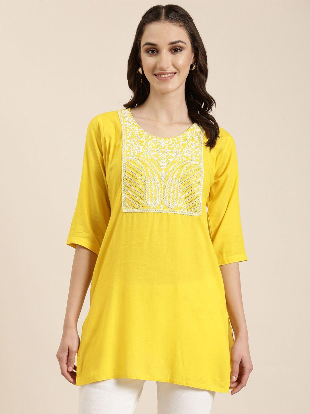 showoff ethnic motifs yoke design sequinned kurti