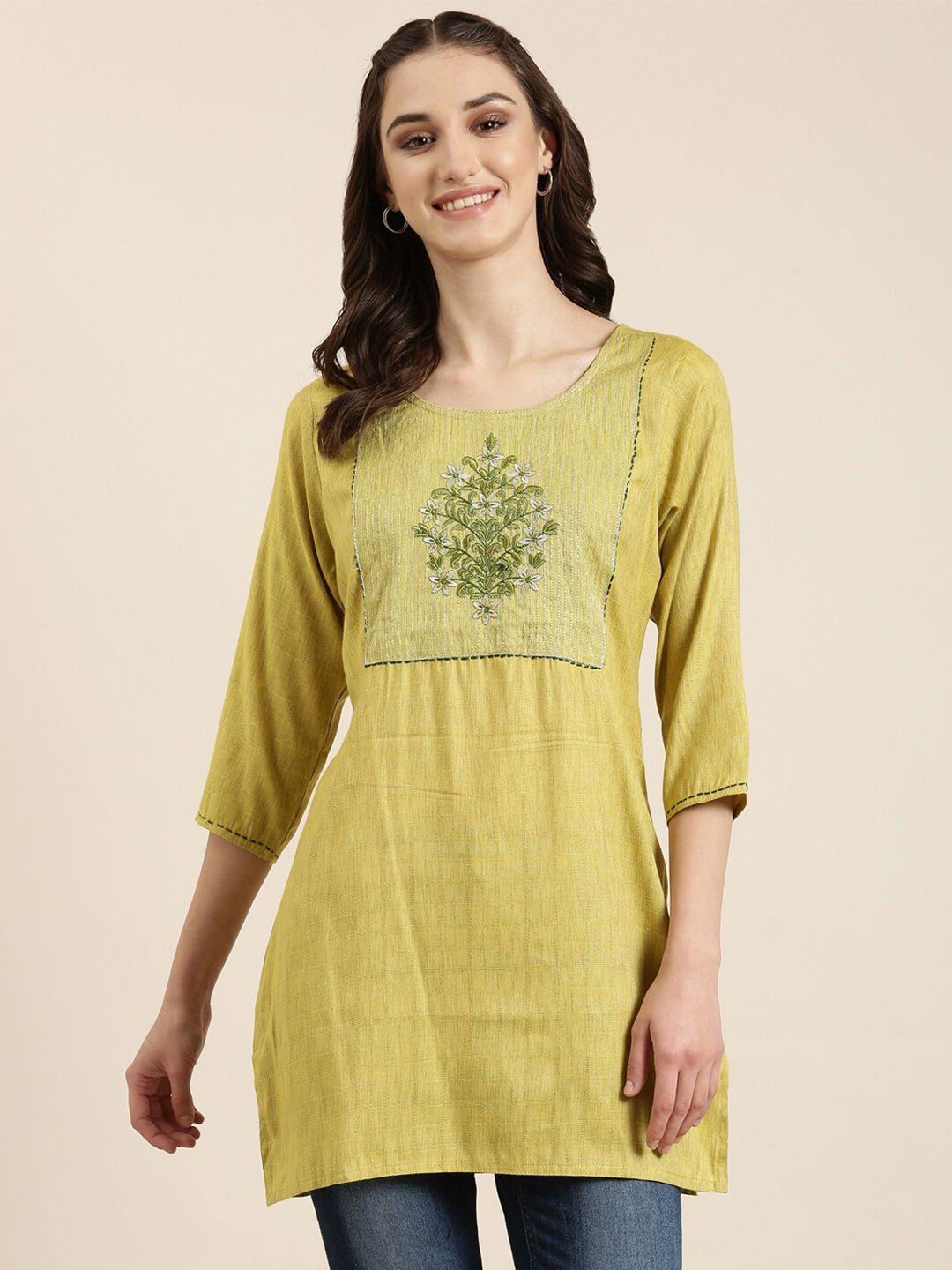 showoff floral yoke design thread work kurti