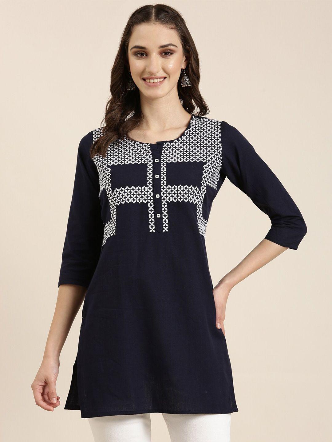 showoff geometric embroidered thread work kurti